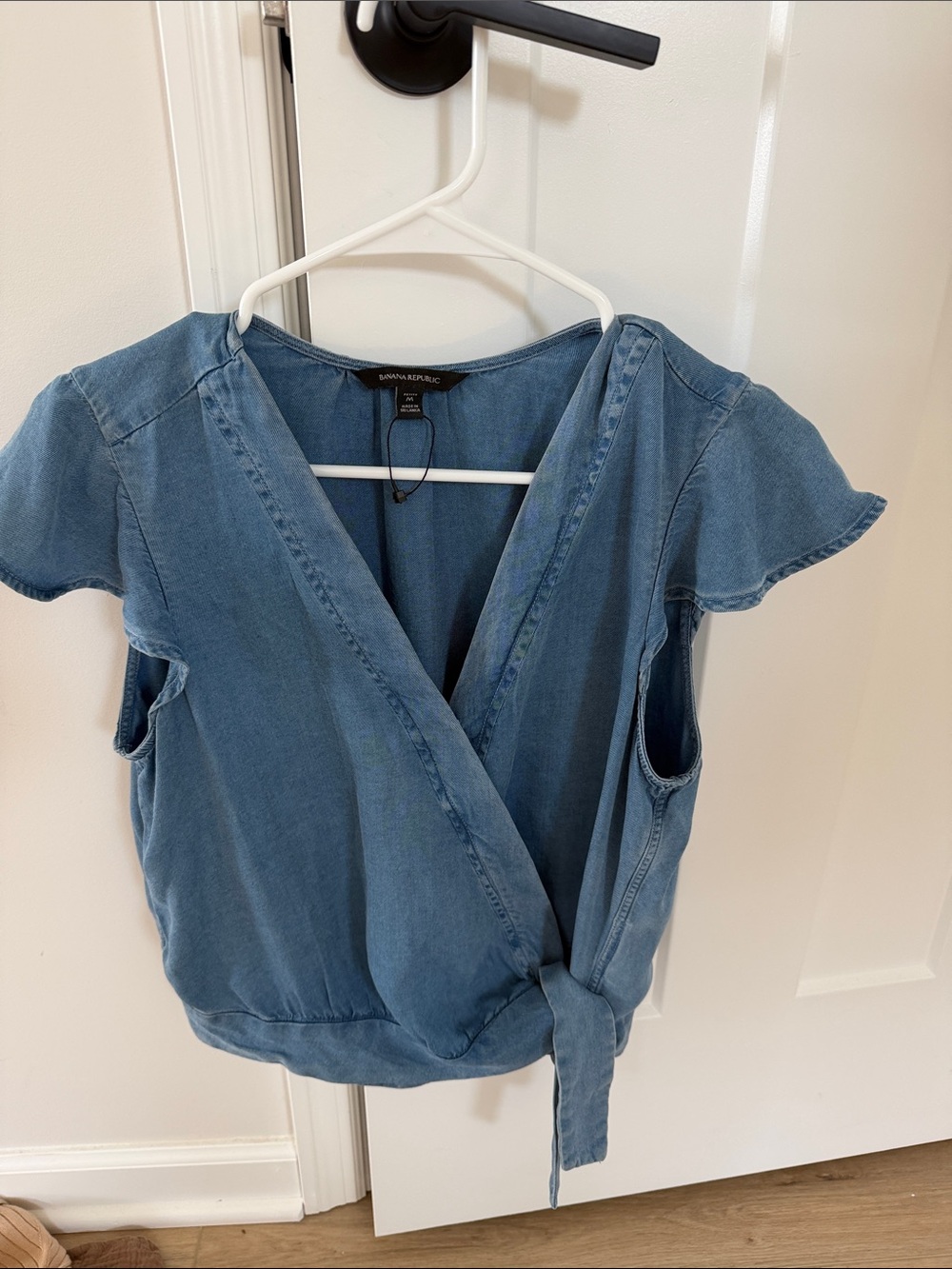 Banana Republic Blue Tie-Front Wrap Blouse